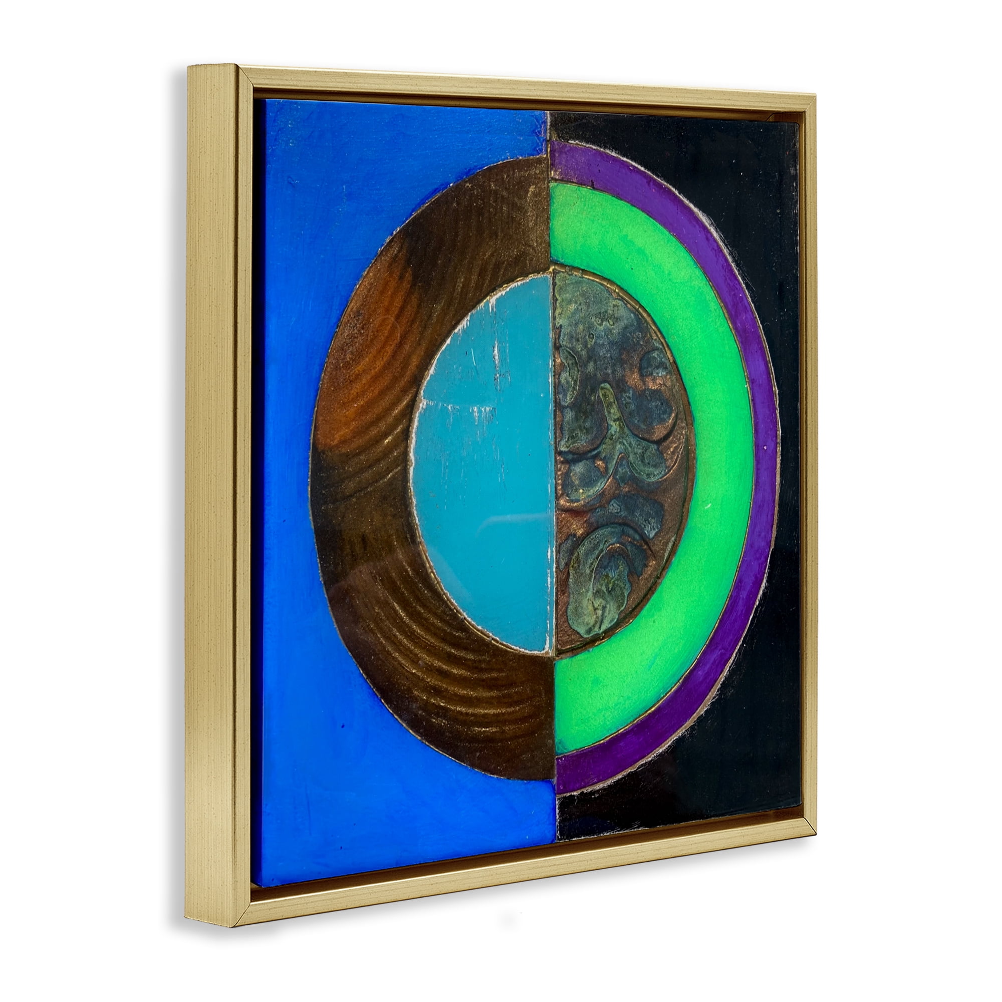 Stupell Industries Nocturnal Circle Symmetry Gold Framed Floater Canvas Wall Art, design by Matthew Finger