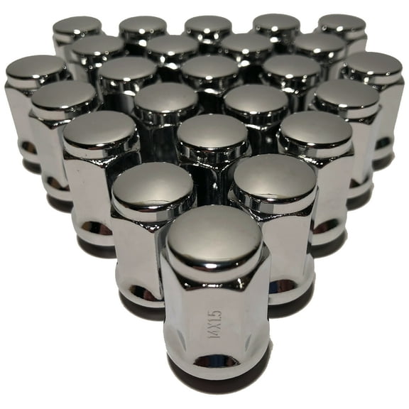 Coyote 24 Chrome Bulge Acorn Closed End 14x1.5 Cone Seat Lug Nuts GMC Chevy 1.38" Tall