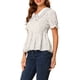 thumbnail image 4 of INSPIRAR CHIC Blusa de peplum con cuello Peter Pan y lunares, M Blanca, 4 of 7