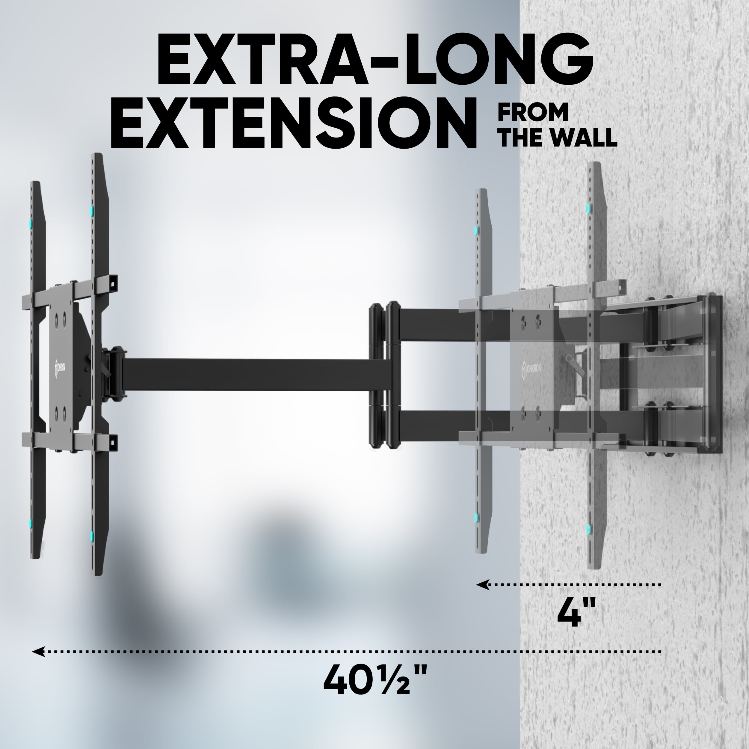 ONKRON TV Wall Mount for 42 - 110 Inch Flat and Curved Screen TVs up to 220 lbs - Swivel and Tilt Full Motion TV Mount - Articulating TV Mount (40" Extension), Max VESA 800x600mm, Black