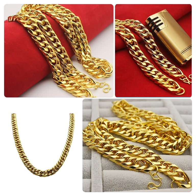 2pcs Fake Golden Chains Decorative male Necklaces Unique Hip Hop Style Necklaces Adult Unisex Size One size Grey Type