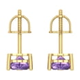 thumbnail image 4 of 1 Ct Heart Cut Studs Purple Alexandrite 18K Yellow Solid Solid Gold Everyday Dainty Earrings Screw Back, 4 of 7