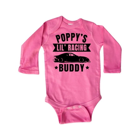 

Inktastic Poppy s Lil Racing Buddy with Car Silhouette Gift Baby Boy or Baby Girl Long Sleeve Bodysuit