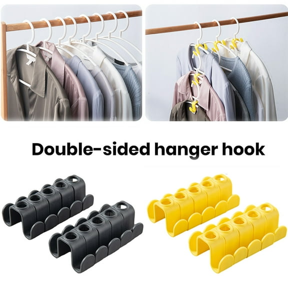 Double Sided Clothes Hangers, Set of 10, Cascading Connector Hooks, Space Saving Organizer for Heavy Duty Clothes Closet