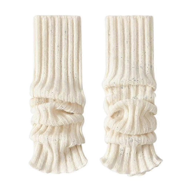 Women Ribbed Leg Warmers Wool Knit Comfortable Leg Warmers For Party Dance Sports Yoga Accessories-color: Beige