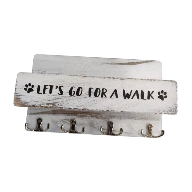 Soporte de madera para correa de perro, estante para colgar correas de perro, decoración ligera con 4 Blanco