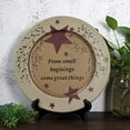 thumbnail image 4 of Primitives Vintage “from Small Beginings, Come Great Things” Wood Decorative Plate Round Display Wooden Plate Home Décor Art, 13-1/4 Inch, 4 of 5