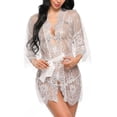 thumbnail image 2 of Lencería para Mujer, Kimono de Encaje, Vestido Sexy, Mangas Anchas, Conjunto de lencería Sexy, Conjunto de Ropa Interior Negligee, Bata Transparente con cinturón de Satén, 2 of 8