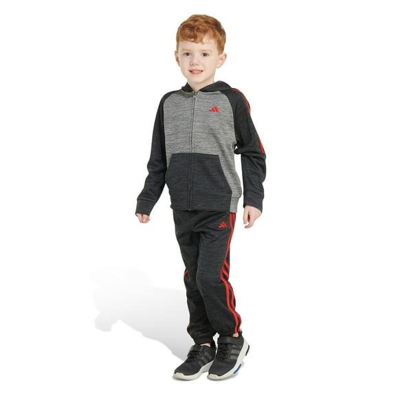Toddler Boy adidas Melange Fleece Jacket & Pants Set Color: Charcoal Gray Size: 3T