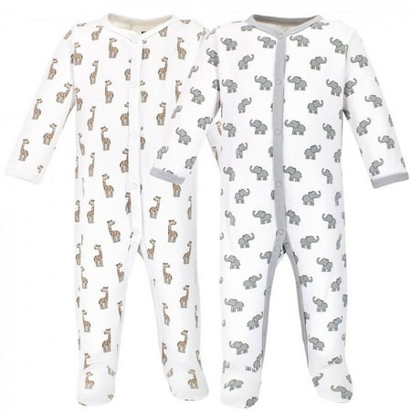 UPC: 0660168169058 | Hudson Baby Baby Cotton Snap Sleep and Play 2pk Elephant Giraffe 6-9 Months