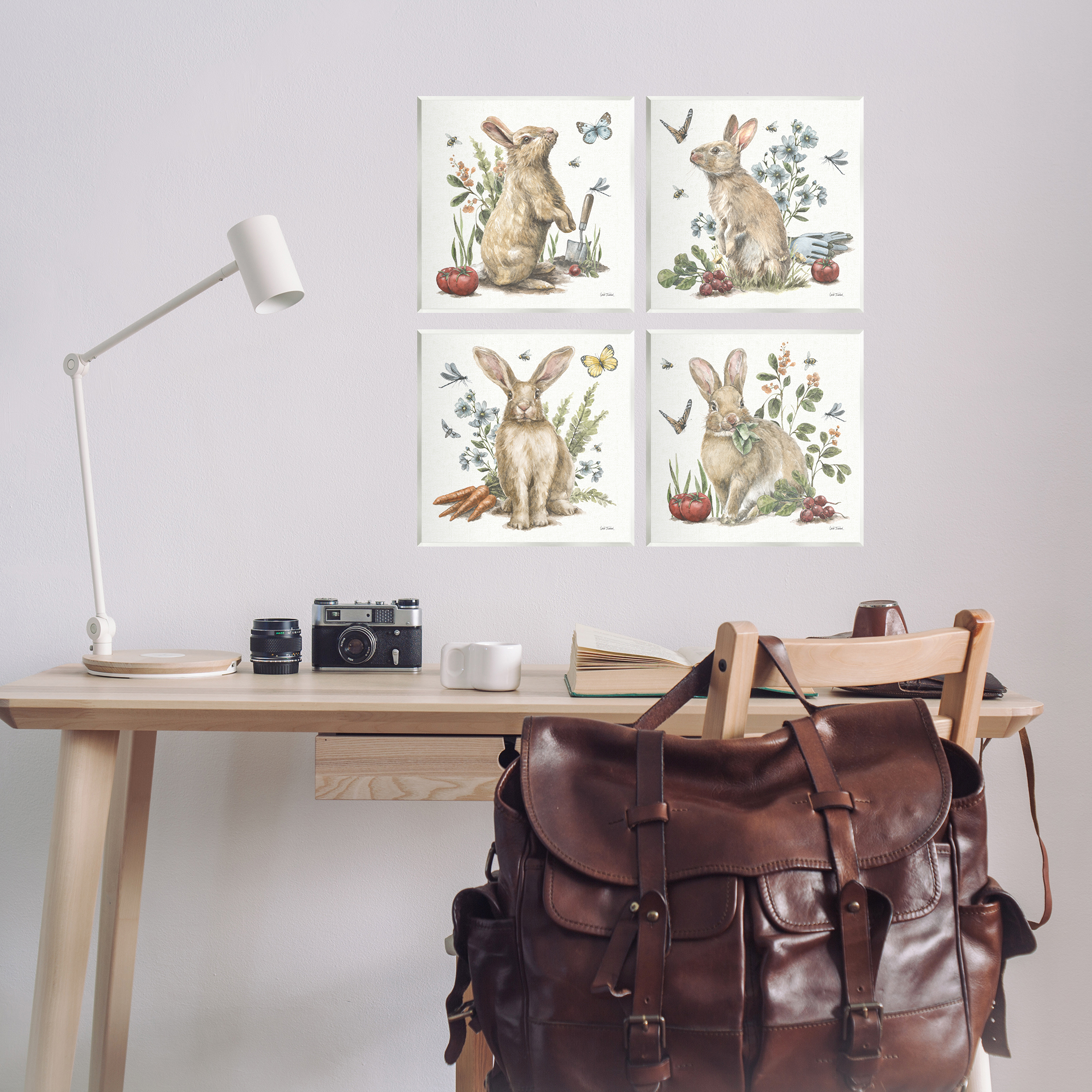 Stupell Industries Spring Woodland Rabbits Animals Painting Unframed Art Print Wall Art, 12 x 12, Set of 4