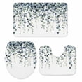 thumbnail image 2 of Summer Leaf Bathroom Rugs Set Blue Plant Eucalyptus Leaf Watercolor Non Slip Absorbent Soft Bath Mats 3 Piece Set with Bathroom Rug, U-Shaped Floor Mat, Toilet Seat Cover Small Size, 2 of 9
