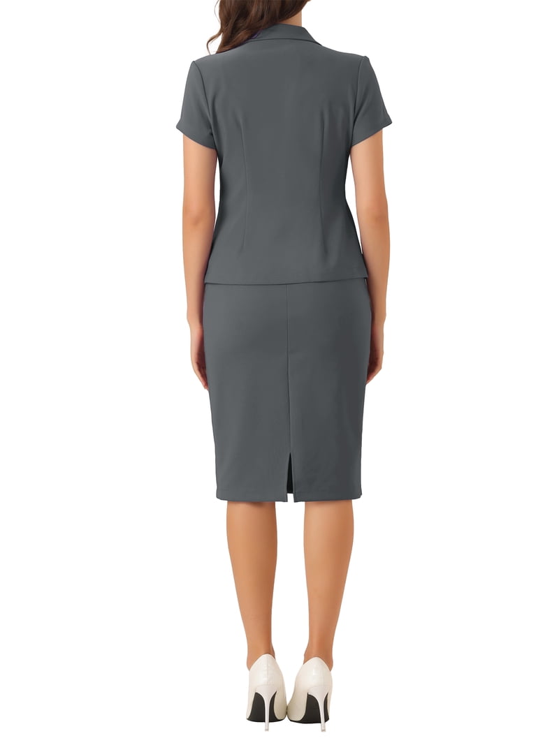 womens grey suit dress Women's Bespoke Wool Flannel Elegant and durable Two Piece Set Women's Charcoal Grey Suit Separates