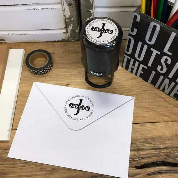 Personalized Round Self-Inking Rubber Stamp - The Holzmann