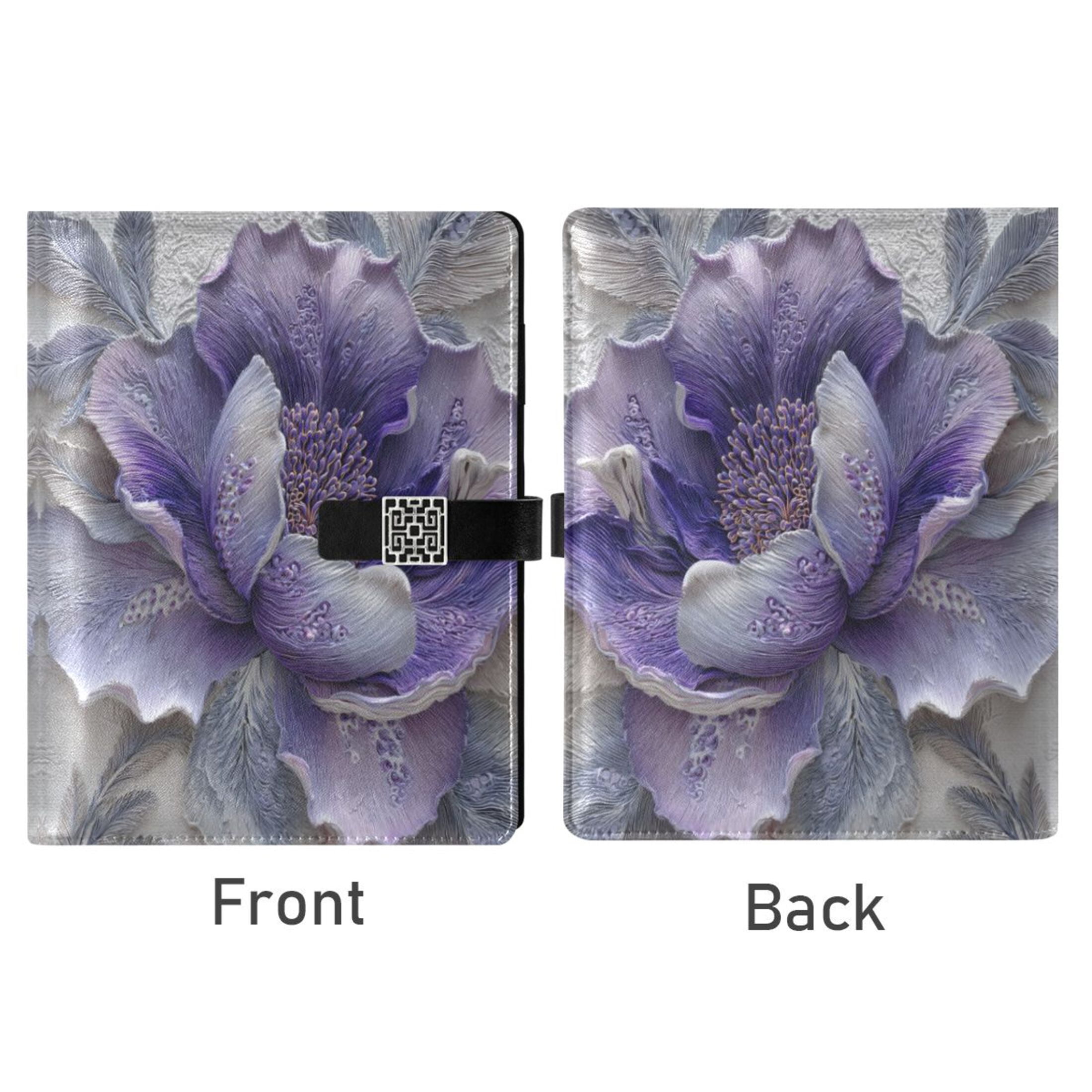 Leather Planner Leather Notebook Notebook Journal Binder Design Pen Pocket Design Convenient for Storage Beautiful Purple Flowers