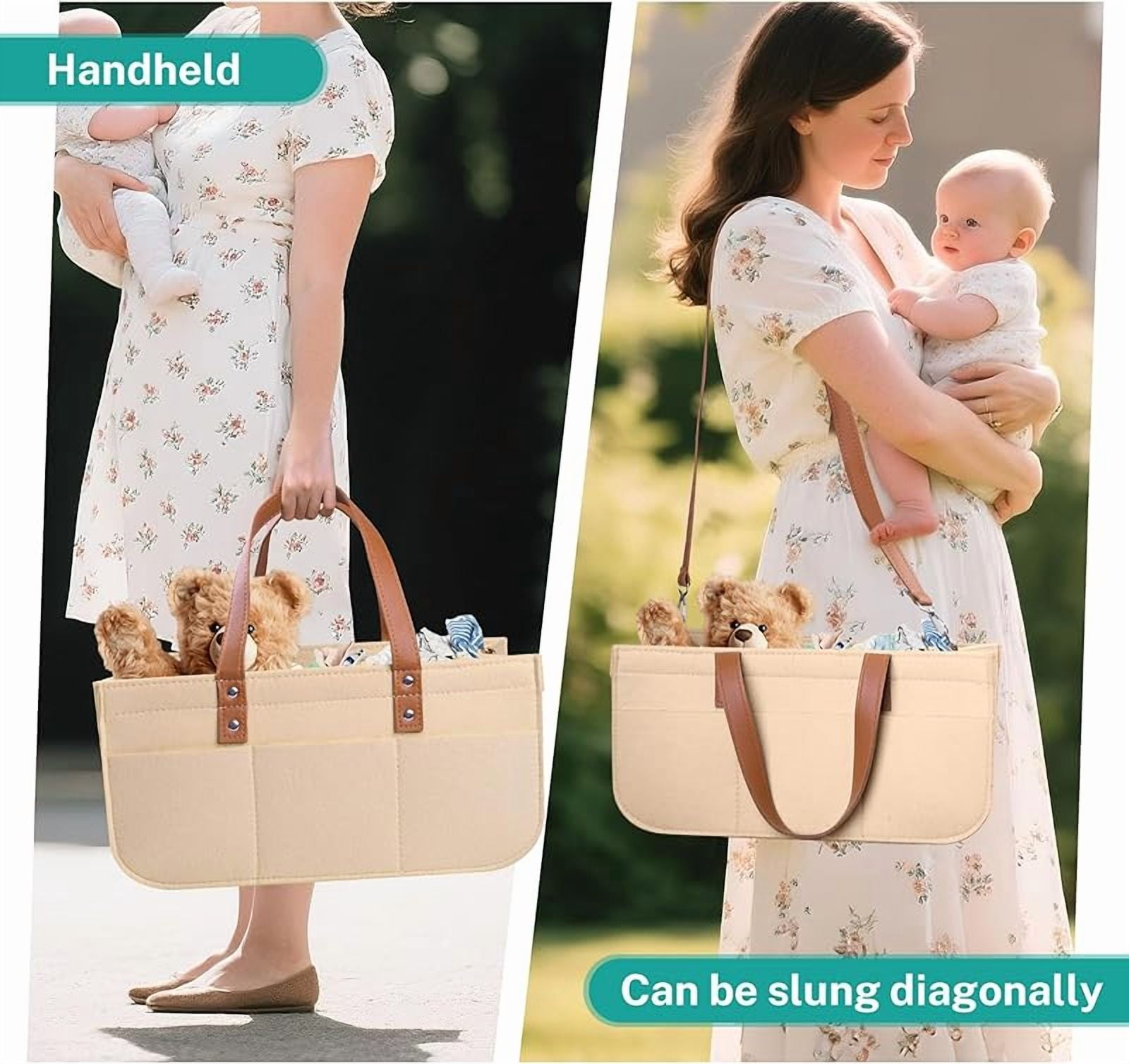 Diaper Caddy Bag,Car Organizer and Storage,Caddy Organizers with Handles and Straps, Baby Bottle Organizer for Nursery,Portable Baby Diaper Caddy