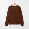 thumbnail image 4 of Long Sleeve Shirts for Women Waffle V Neck Trendy Oversized Loose Pullover Fall Casual Tunic Tops Coffee 2XL, 4 of 6
