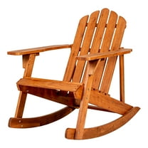 Kiawah Outdoor Patio Classic Acacia Wood Adirondack Rocking Chair, Light Brown