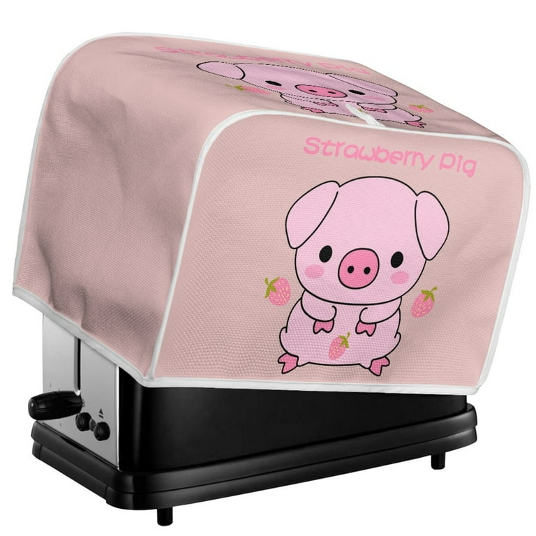 NETILGEN 4 Slice Pink Strawberry Pig Toaster Cover Stain Resistant  Fingerprint Protection Dust Greasy Protection Protector Accessories 