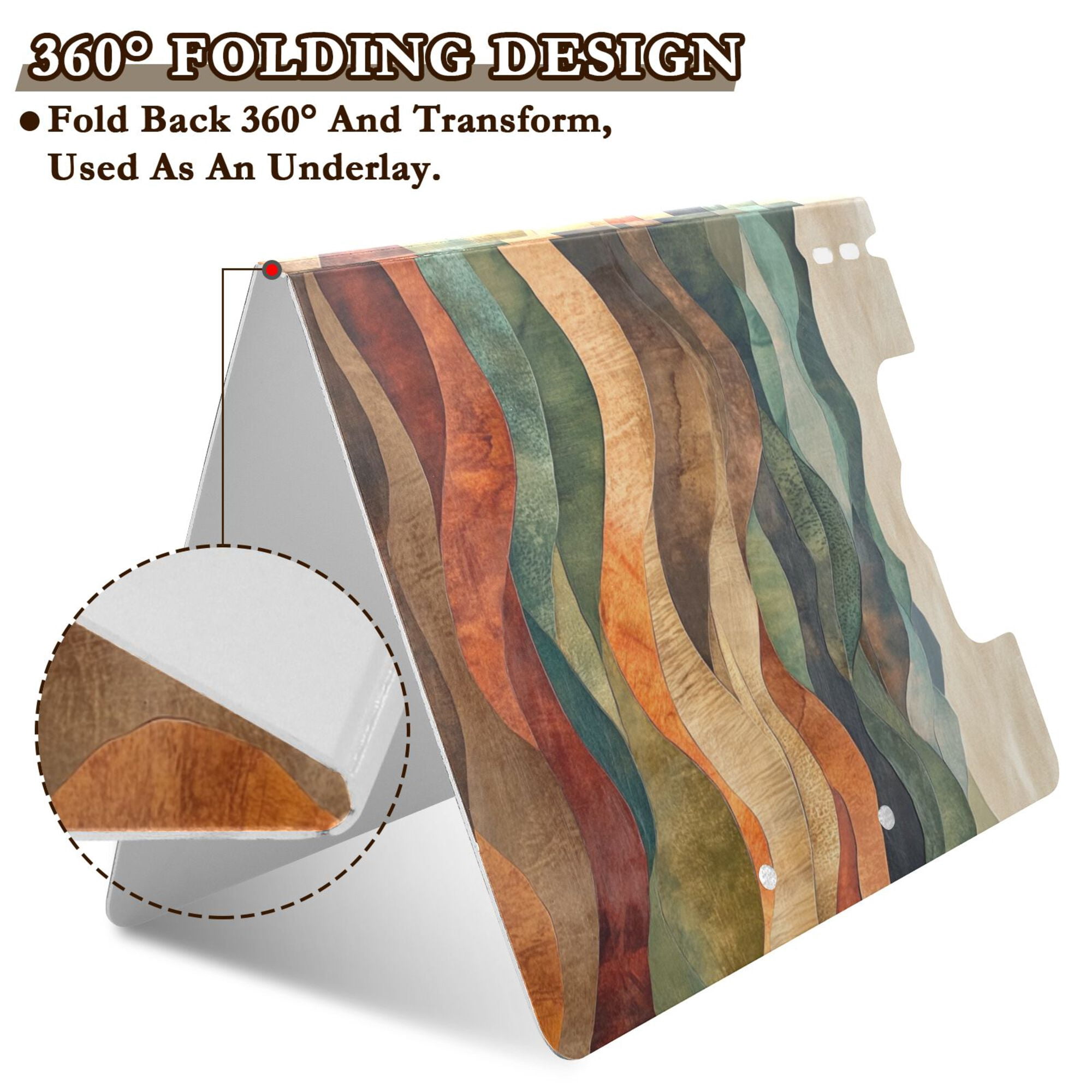 FORMRS A4 Clipboard Folder with Pen Holder Horizontal Foldable School Office Binder, Abstract Wavy Landscape