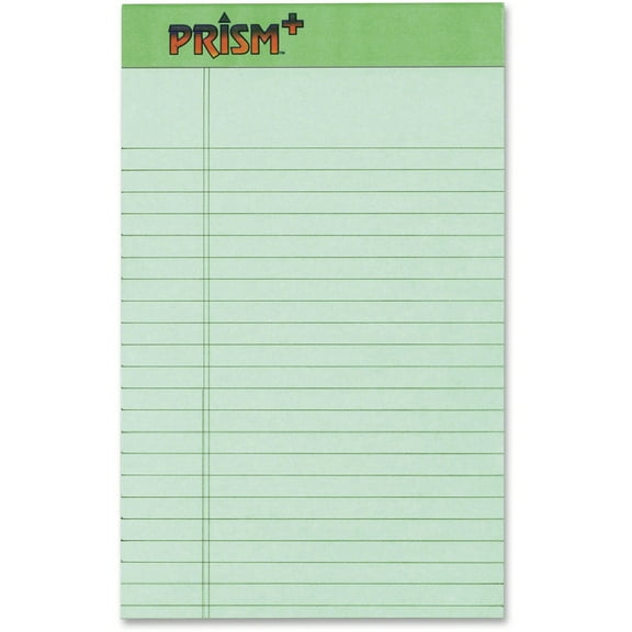 Prism Colored Writing Pads, Narrow Rule, 50 Pastel Green 5 X 8 Sheets, 12/pack | Bundle of 5 Packs