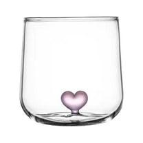 Topbathy Pink Heart Decor Glass Cup for Storage Suitable for Home and Restaurant 5.2 Inches