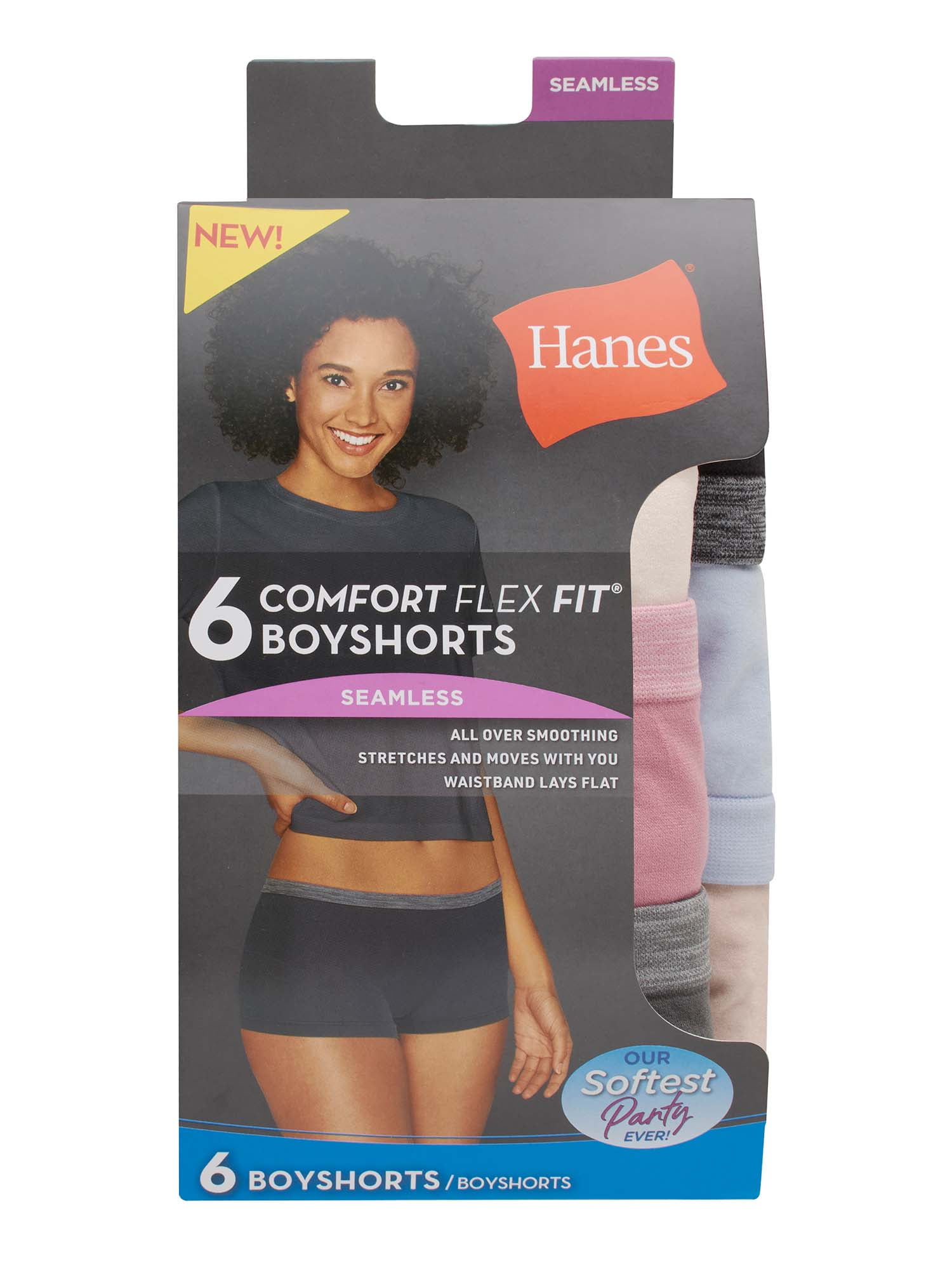 Hanes Women's Comfort Flex Fit Seamless Boyshort Underwear, 6-Pack