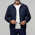 thumbnail image 3 of Annhoo Men Stand Collar Jacket Solid Color Zip Up Lightweight Comfy Outerwear Casual Dressy Work Business Coat, 3 of 7