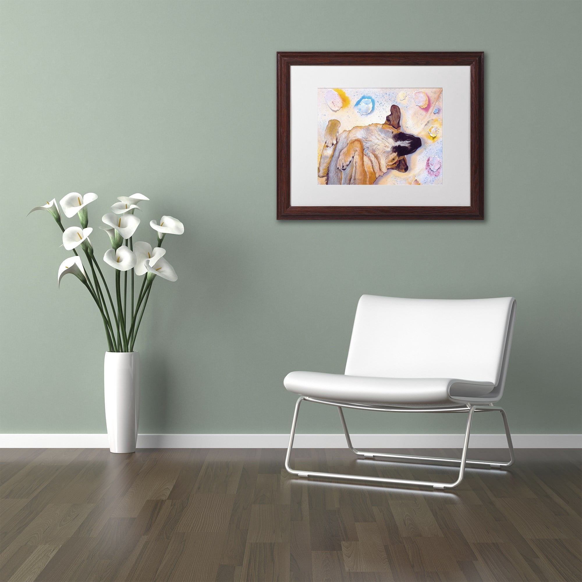 Trademark Fine Art "Dog Dreams" Canvas Art by Pat Saunders-White, White Matte, Wood Frame