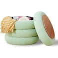 thumbnail image 6 of MIDODO Modern Round Storage Ottoman, Sherpa Footstool, Multifunctional  Teddy Vanity Stool with Flip-Top Tray, Makeup Chair, 6 of 9