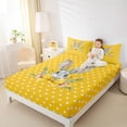 thumbnail image 4 of Feelyou Yellow Bowknot Bunnies Twin Sheet Sets for Kids, Kawaii Easter Rabbit Twin Fitted Sheet, Fashion Polkadots Flat Sheet, Microfiber Bedroom Decor, 3 Pieces, 4 of 7