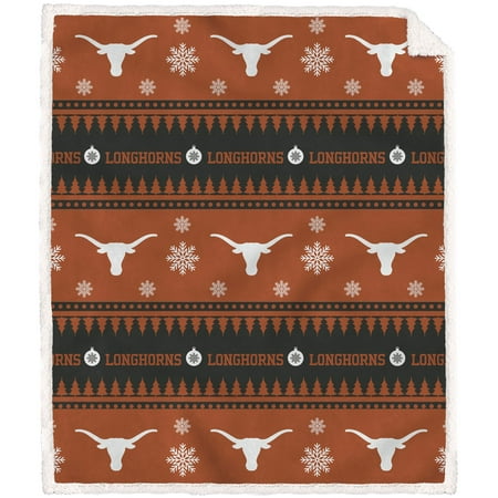 Texas Longhorns 60 x 70 Holiday Gift Wrap Sherpa Flannel Fleece Blanket