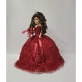 thumbnail image 2 of Quinceañera Umbrella Vinyl Doll in Burgundy Gown, Quince Años Centerpiece & Decoration, 2 of 13