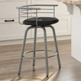 thumbnail image 2 of Pemberly Row 26.25" Faux Leather Swivel Counter Stool in Black/Glossy Gray, 2 of 9
