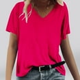 thumbnail image 2 of amelAEA 2024 Summer Short Sleeve T-Shirts for Women V Neck Solid Color Basic Tee Tops Casual Loose Shirts, 2 of 4