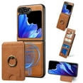 thumbnail image 4 of for Samsung Galaxy Z Flip 7 Case with Credit Card Holder, for Samsung Galaxy Z Flip 7 Phone PU Leather Case Wallet for Women Wallet Finger Ring Magnetic Detachable 2-in-1 for Men - Brown, 4 of 7
