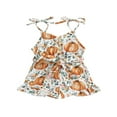 thumbnail image 1 of Combinaison d'Halloween Sans Manches pour Tout-Petites Filles, Imprimé Citrouille, Short, une Pièce, 1 of 7