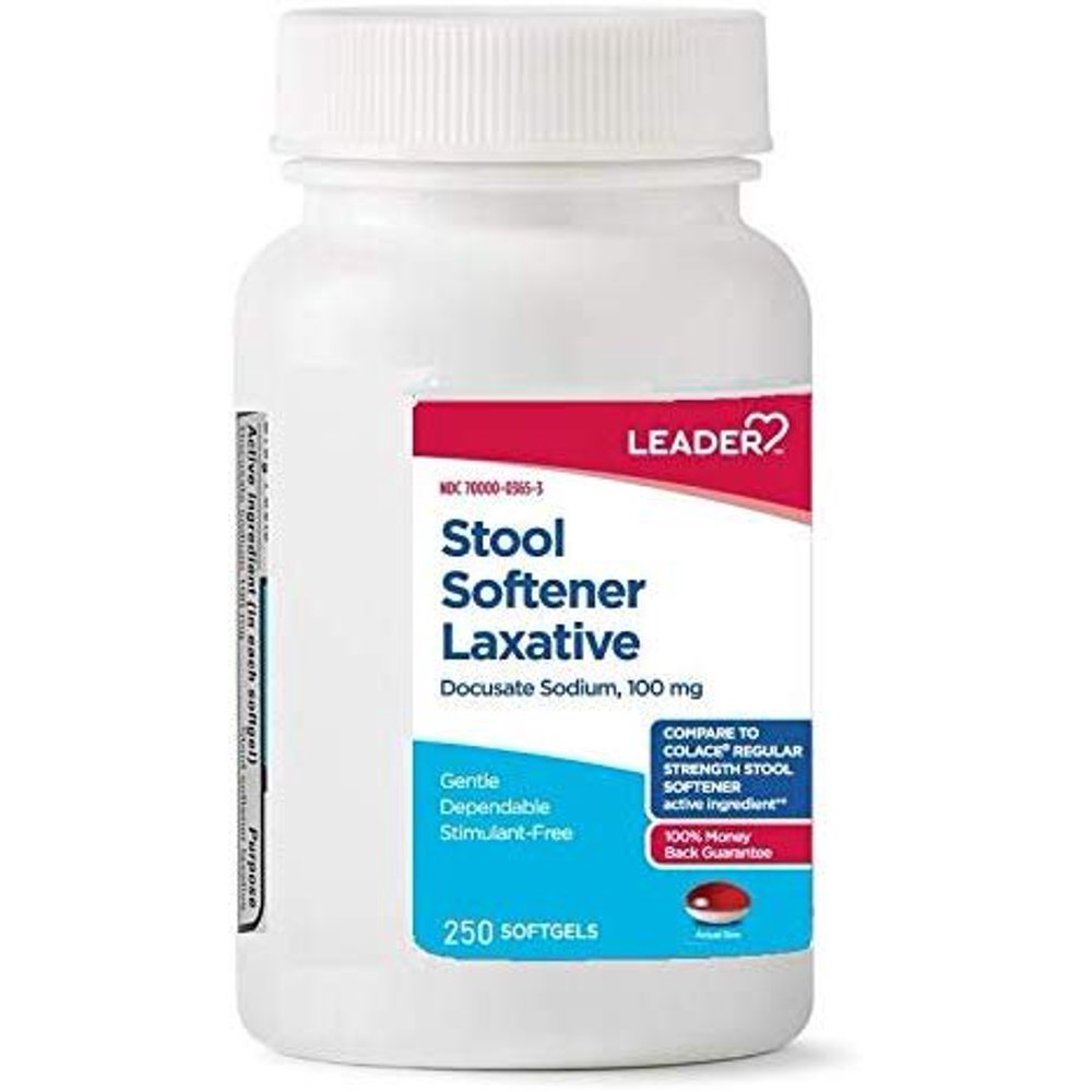 Leader 100 mg Stool Softener Laxative, 250 Softgels