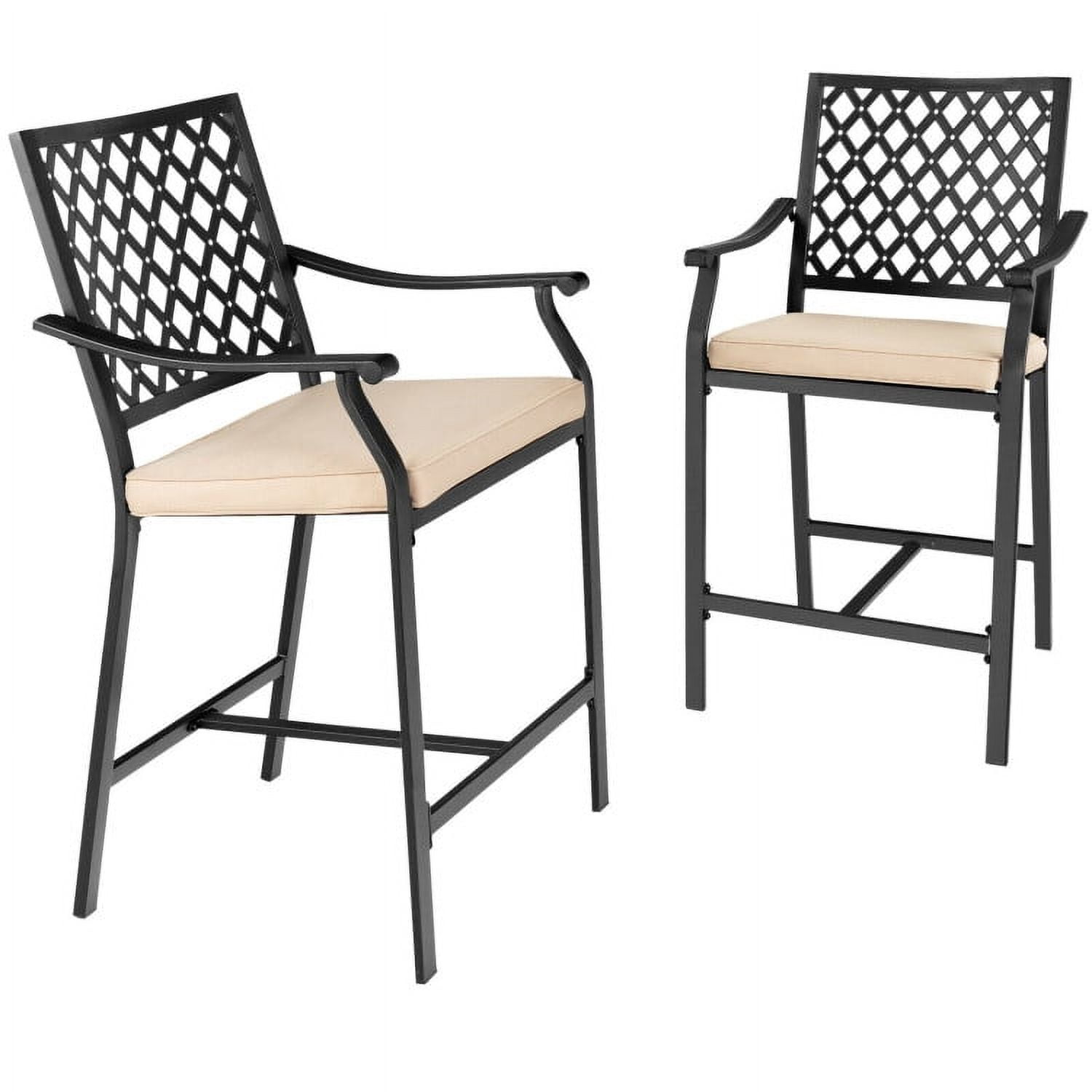 Aimee Lii 2 Pieces Patio Bar Stool with Height Cushion and Armrest, Outdoor Patio Furniture Aimee Lii 2 Pieces Patio Bar Stool with Height Cushion and Armrest, Outdoor Patio Furniture