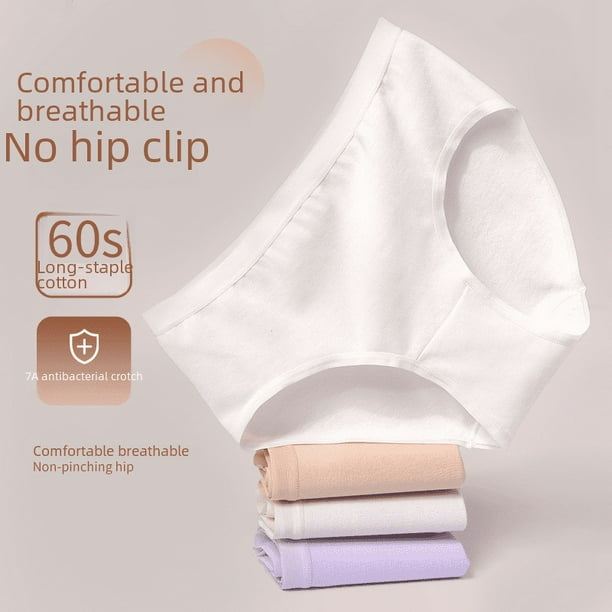 Ropa interior de algodón de fibra larga sin costuras para mujer, entrepierna antibacteriana de algodón puro, ropa interior triangular para mujer