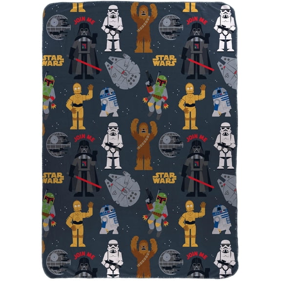 Jay Franco Kids Plush Throw Blanket – Soft & Cozy Fleece Throw for Bedroom & Couch Décor, Official Licensed Product, Grey - Star Wars, 46x60 - Throw Blanket