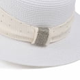 thumbnail image 5 of Cutuoiiu Womens Flat Top Straw Sun Hat Solid Color Wide Brim Adjustable Drawstring with Decor Summer Vacation Hat for Beach Outdoor Travel, 5 of 6