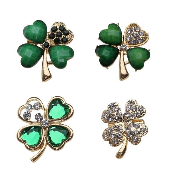 4 Pcs Four Leaf Clover Brooches Lapel Pin Backpack Decorations Shamrock Badges
