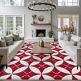thumbnail image 3 of Large Area Rugs for Living Room Bedroom, Red Geometric 8'x10' Rug Washable Carpet Runner Indoor Outdoor, Vintage Rhombus Circle Texture Non Slip Floor Mats Rug for Kitchen, Patio, 3 of 8