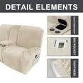 thumbnail image 2 of LiveGo 2 Seater Velvet Recliner Sofa Slipcover with Cup Holders, Stretch Loveseat Recliner Sofa Cover with Console Slate, Slipcover Protector for Living Room, 2 of 11