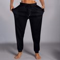 thumbnail image 6 of LLYwey s Sweatpants for Women Ladies Casual Trousers Pants Plus Velvet Thick Solid Color Large Size Running Fitness Sports Pants New Full Length Pants Regular Fitted Black XXL, 6 of 7