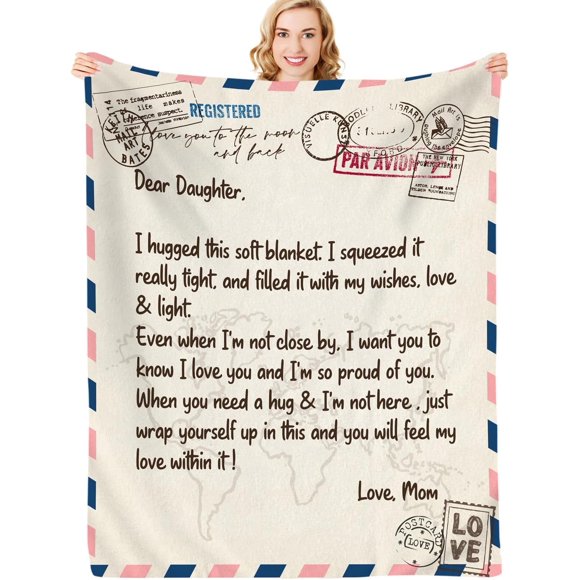 Couverture pour Fille Cadeaux pour Fille de la Part de Maman / Cadeau d'Anniversaire pour Fille / Couverture à Ma Fille avec Lettres de la Part de Mère / Cadeau pour Fille de la Part de Maman Cadeaux pour Fille / Cadeaux de Mère à Fille 60 Pouces X 80 Pouces