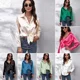 thumbnail image 4 of Camisas de satén para mujer, blusas de manga larga, 4 of 5