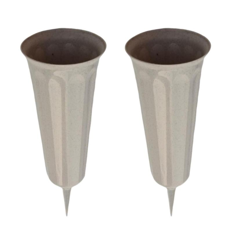 2-pack 10.2' Stake In Ground Cemetery Grave Fluted Flower Vases Holder