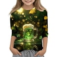 thumbnail image 1 of Tauxra Chandail de la Saint-Patrick pour Adultes, T-Shirt à Manches 3/4 Imprimé Col Rond, T-Shirt Graphique Trèfle Décontracté à Manches Longues pour Activités Festives, 1 of 6